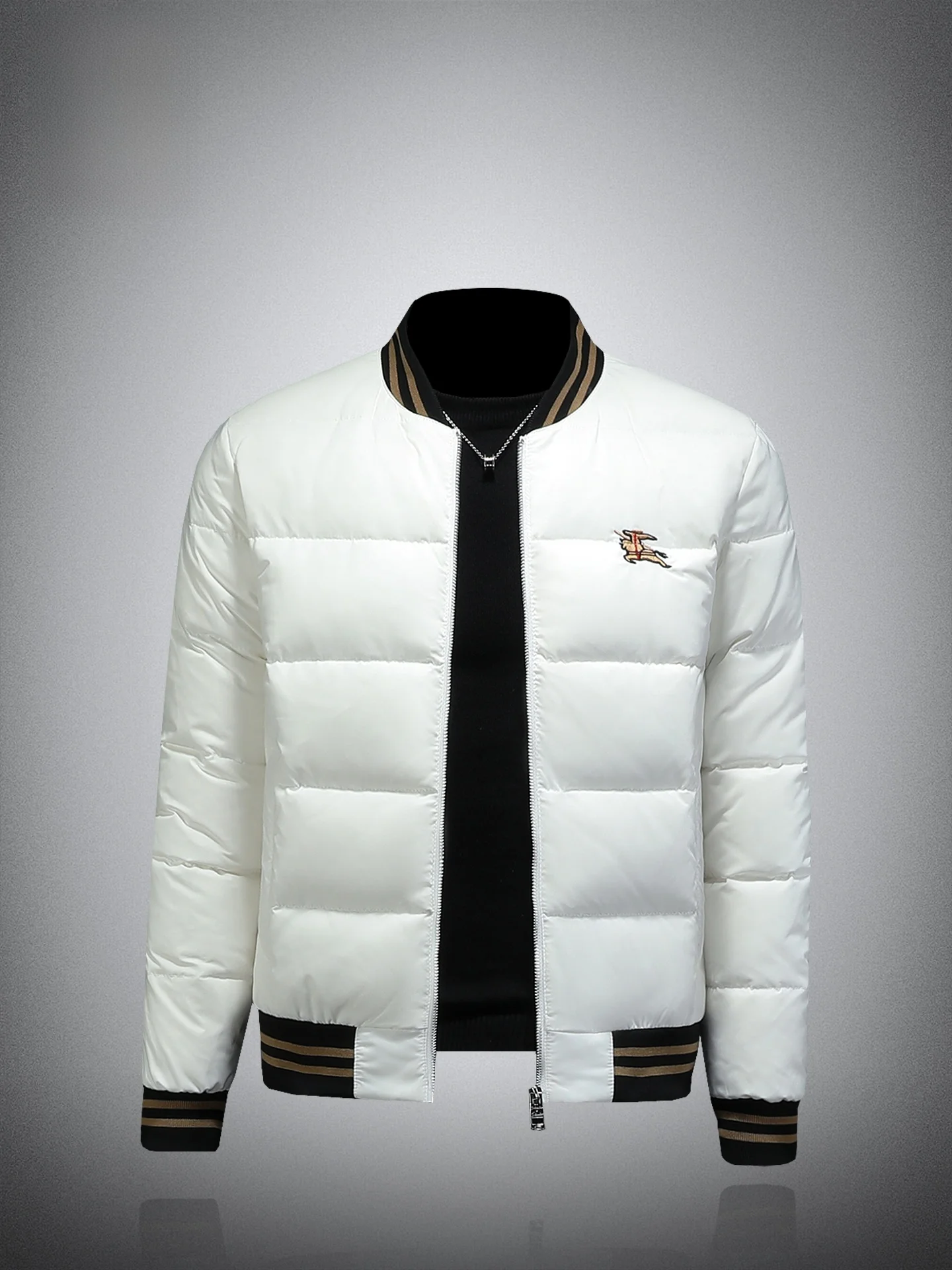 

Современная простая куртка-пуховик с вышивкой и бейсбольным воротником для мужчин, теплая модная верхняя одежда, зимнее пуховое пальто премиум-класса