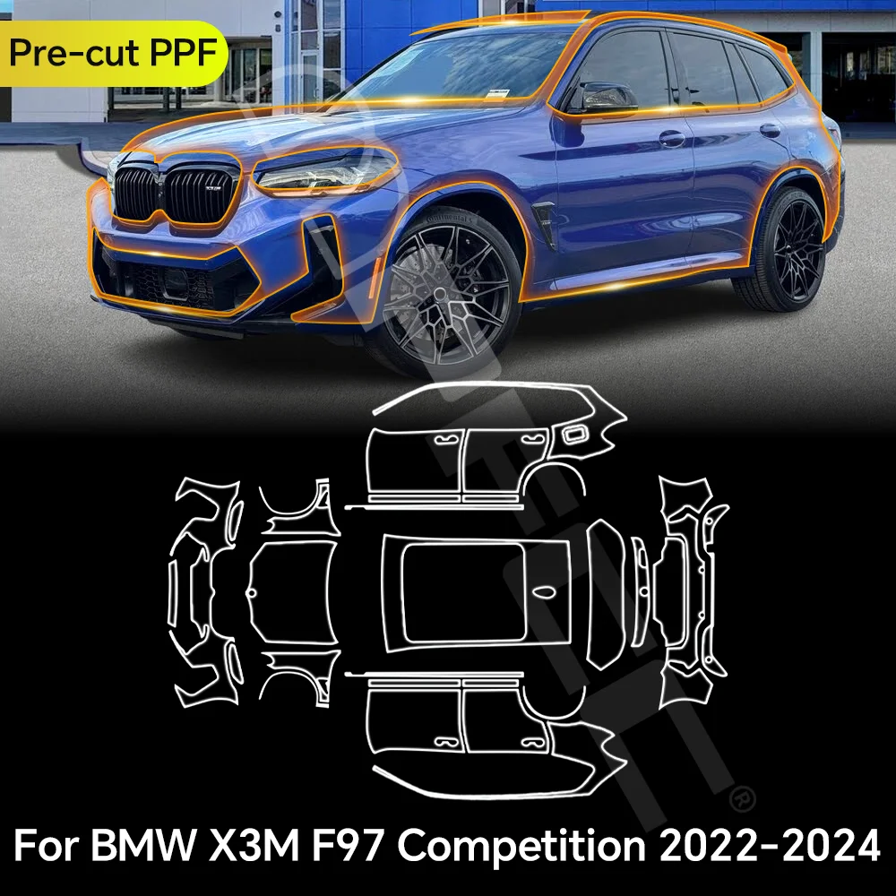 

For BMW X3 M F97 Competition 2022-2024 TPU Paint Protection Film Clear Bra Car Body Anti-Scratch Pre-Cut PPF Resistant Invisible