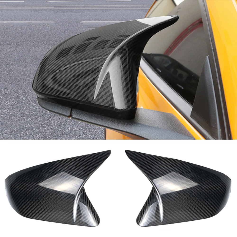 Carbon Fiber Car Rearview Mirror Covers Caps For Ford Mustang 2015-2020 Side Mirror Covers Caps Shell Case Horn Style Add On