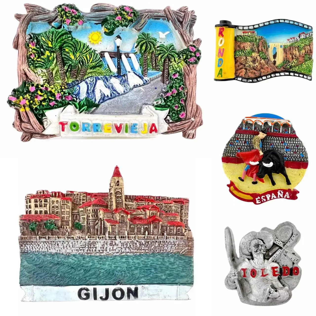 

Toledo Bullfight Ronda Gijon Torrevieja Spain Fridge Magnets Travel 3D Memorial Magnetic Refrigerator Stickers Gift