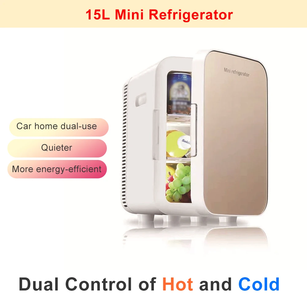 15L Intelligent Car Refrigerator Dual Core Freeze Heating Fridge Cooler for Home Auto Travel Camping Food Fruit Storage