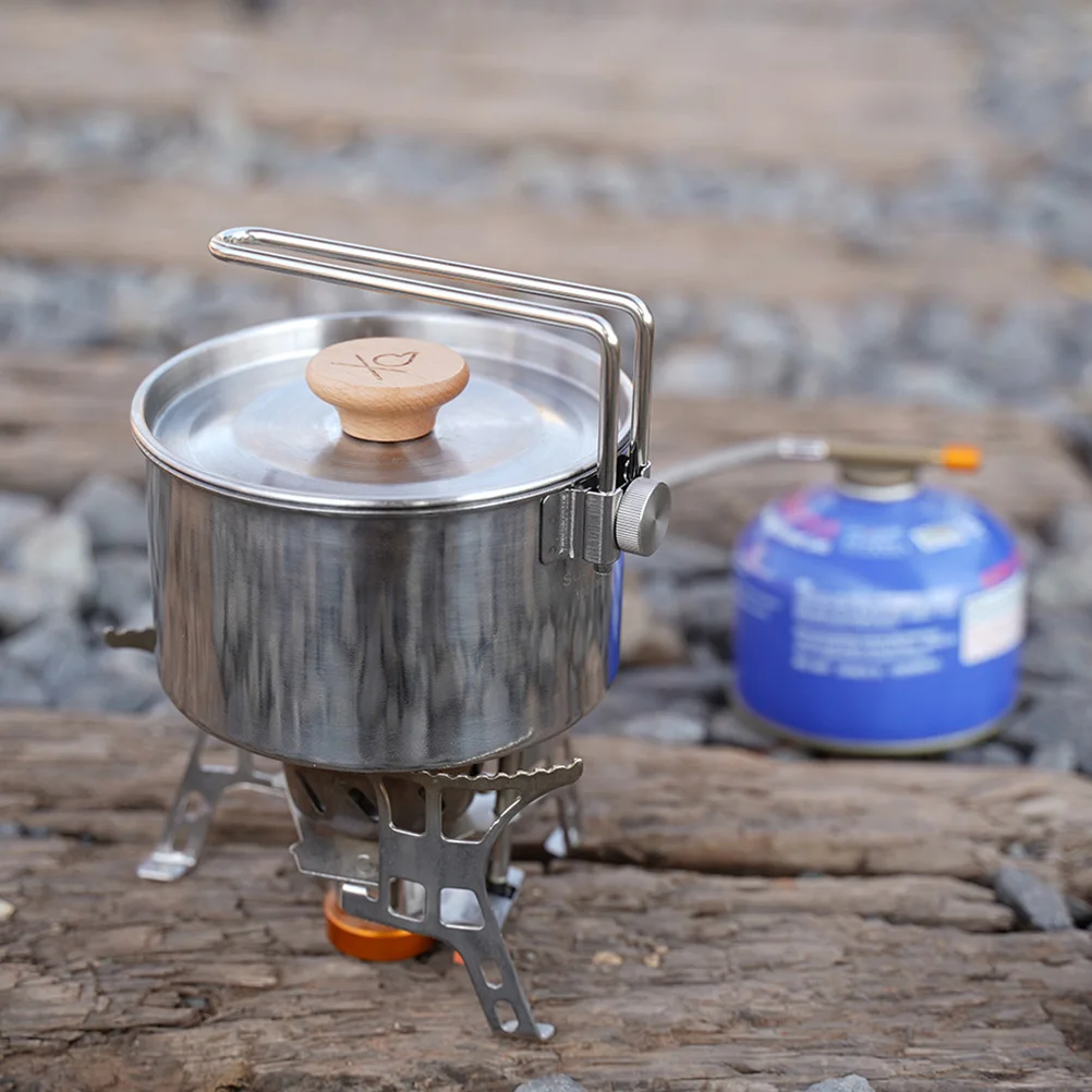 

Outdoor Cooking Pot Camping Cooker Stainless Steel Hiking Kettle Travel Cooking Tool