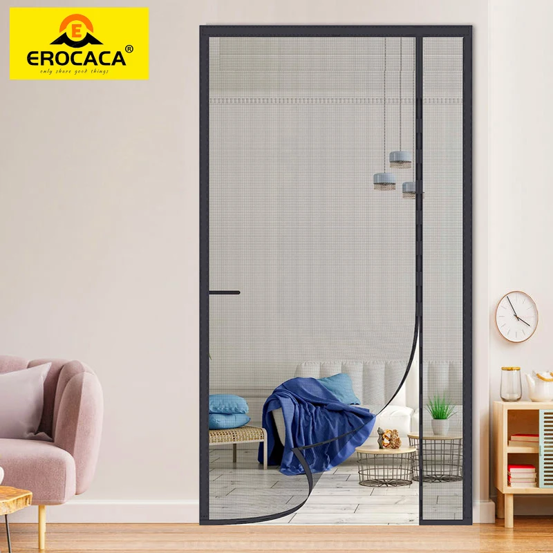 EROCACA Side Open Magnetic Door Screen Mosquito Net Custom Curtain Fly Insect Anti-mosquito Invisible Mesh For Summer Indoor