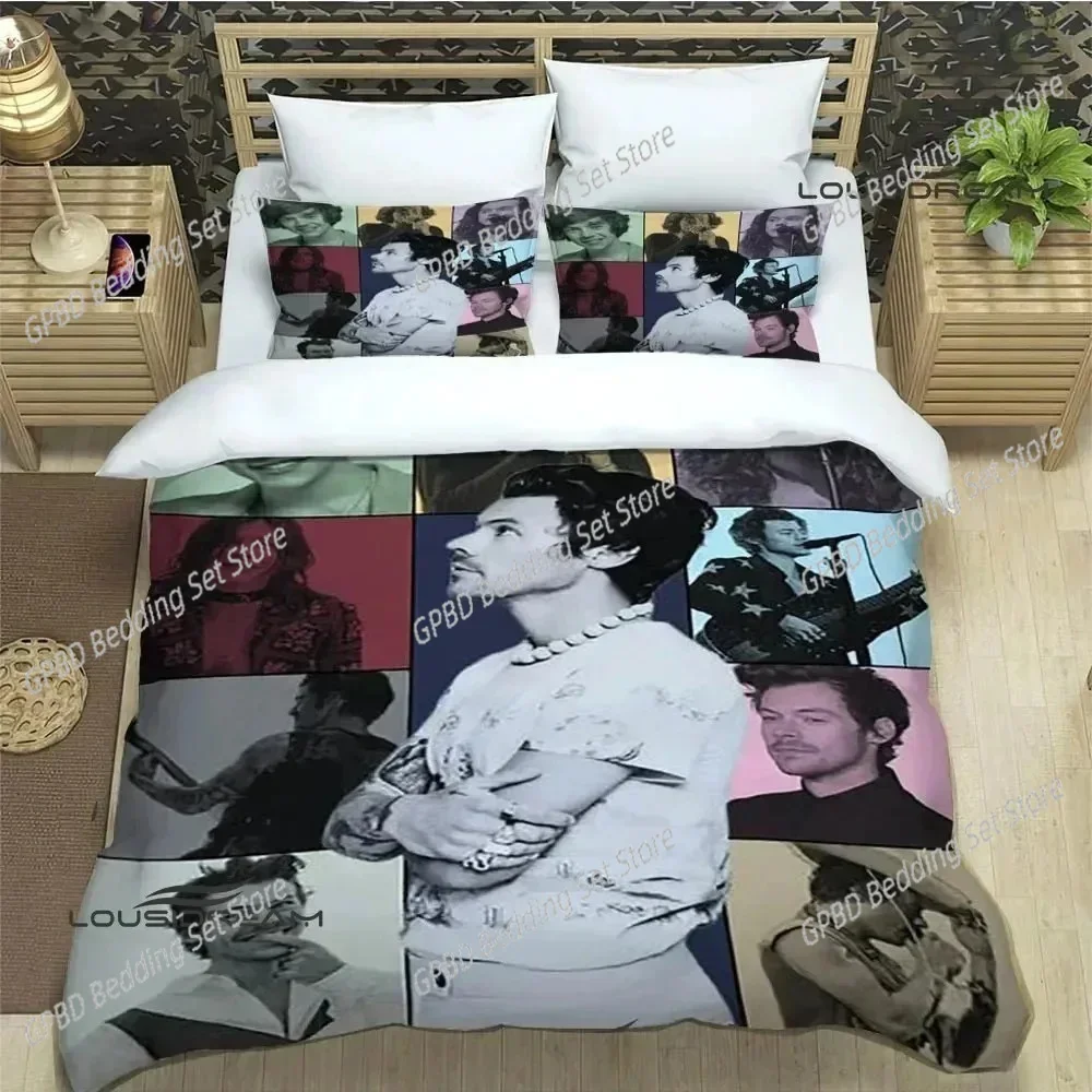 Singer H-Harry-Styles Comfortable Duvet Quilt Cover Pillowcase Bedding Set Children Bedroom Decoration Home Textile