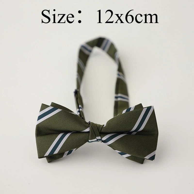 Vintage Striped Bow Tie Korean Style Burgundy Green Butterfly Necktie, Elegant Groom Groomsmen Wedding Party Banquet Accessory