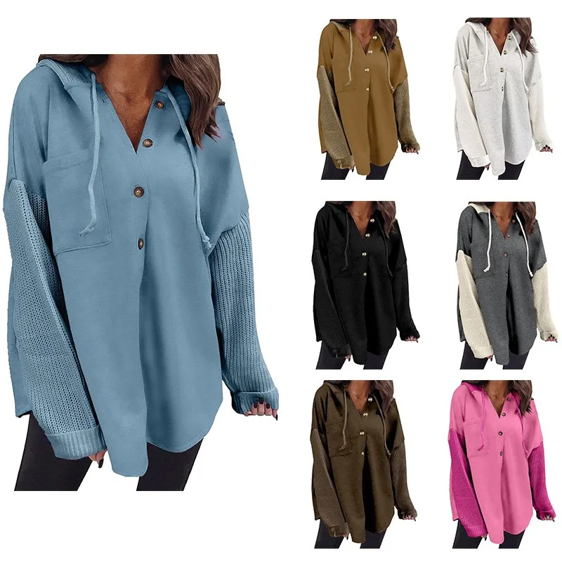 Long Sleeve Tops Hoodie Oversized Long Sleeve Hooded Sweatshirt Drop Shoulder Casual Sweatshirt Solid Color Pocket Detail