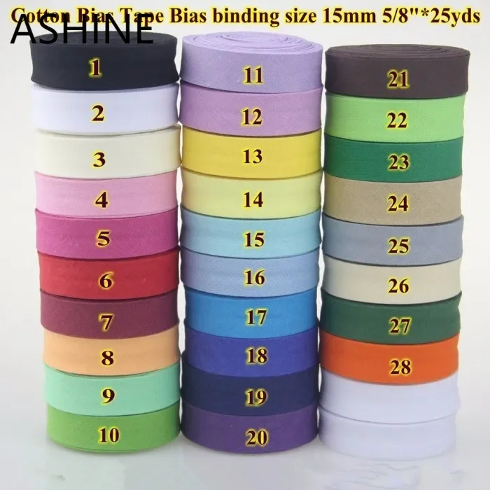 12/15mm 25 yard Fold Cotton Bias Tape Webbing Flange Piping Trim Binding Covered Insertion Tap Sewing Textile Clothes Ribbon