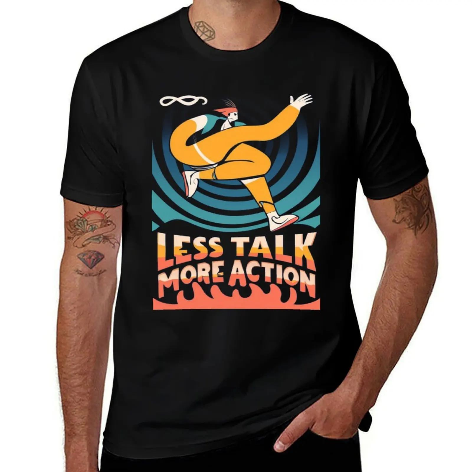 

Less talk more action T-Shirt man t shirts cotton funny t shirts man T-Shirt