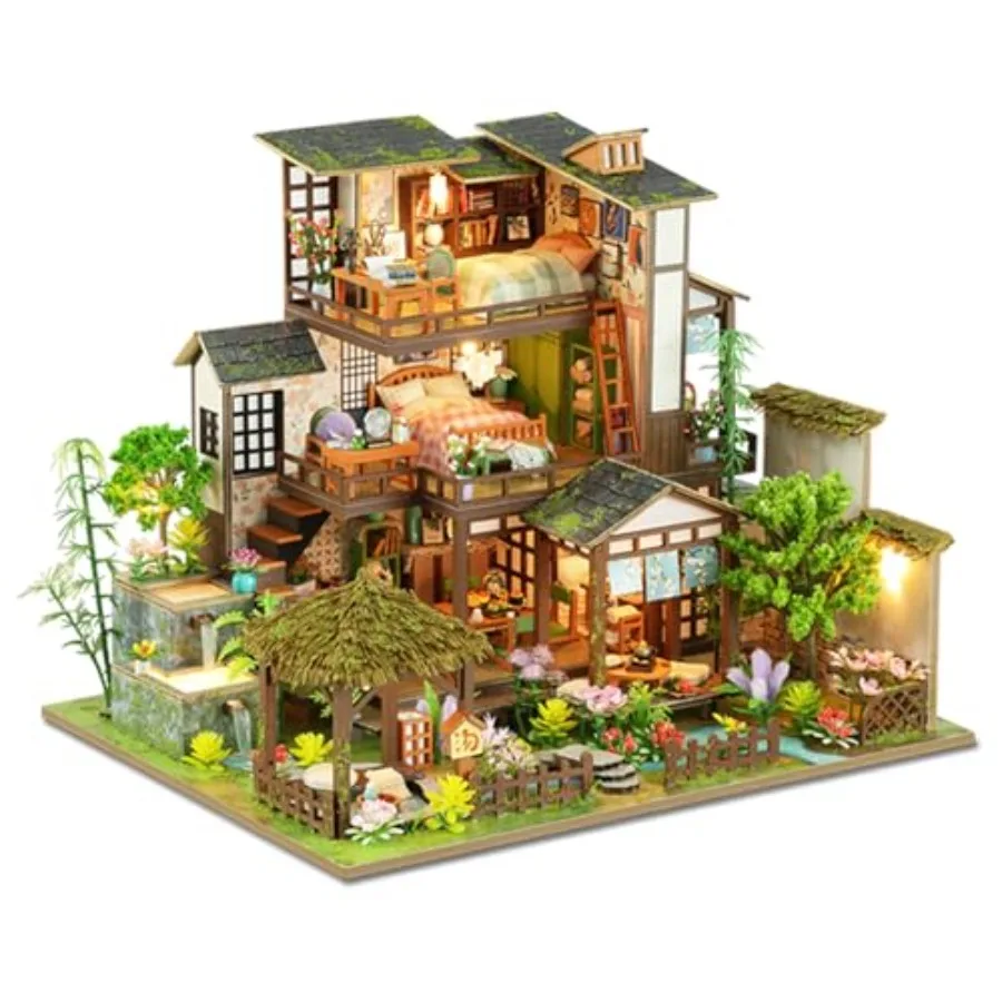 

Набор для сборки миниатюрного домика своими руками - Миниатюрный домик с внутренним двориком и LED-подсветкой - Деревянный мини-набор для строительства для взрослых - Уникальный подарок для творчества своими руками