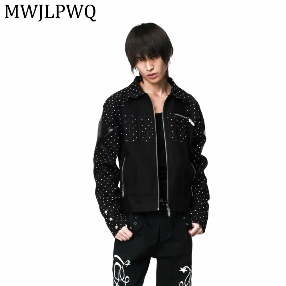 

Мужская винтажная куртка MWJLPWQ с двусторонним пэчворком и вышивкой, прямые брюки на молнии в уличном стиле, модель 14396