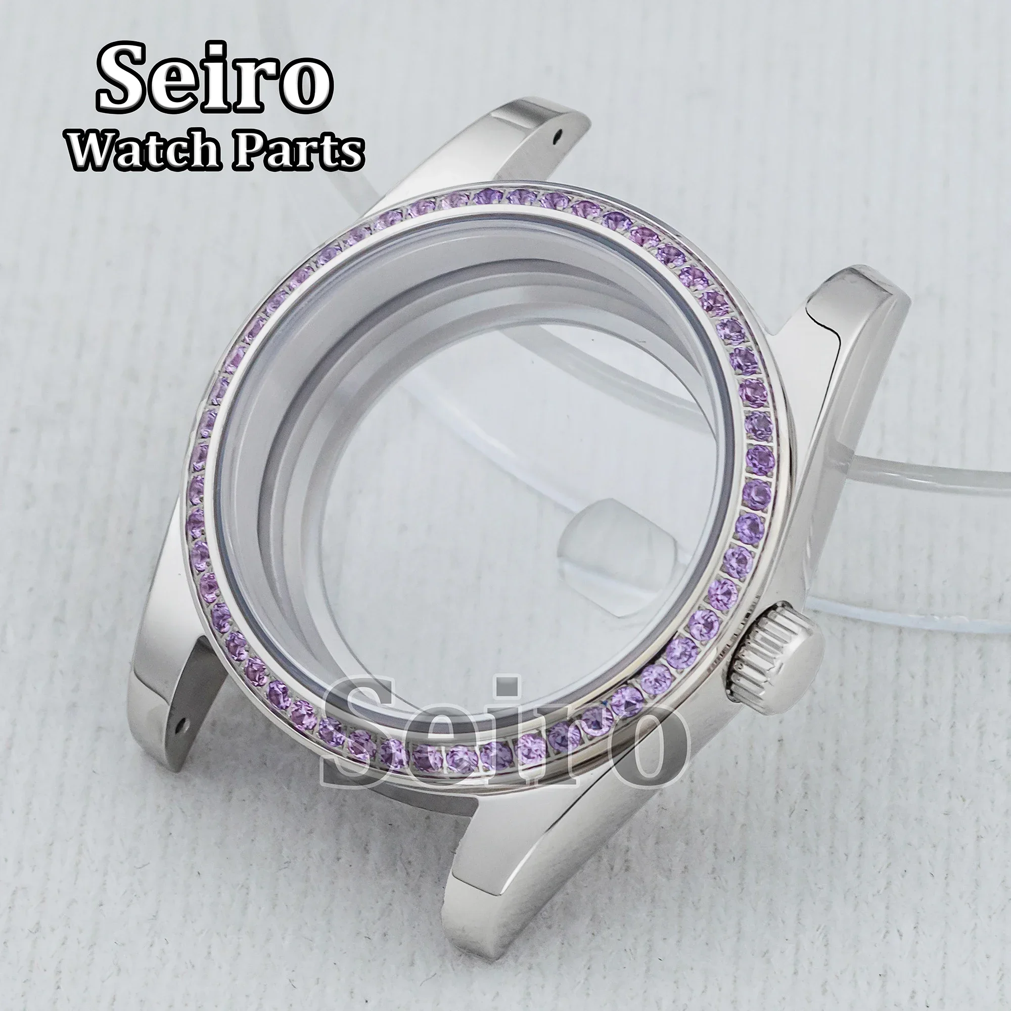 

36mm Diamond NH35 Case Stainless Steel Watch Case Sapphire Glass 100m Waterproof for MOD Datejust NH34 NH36 Movement Women Case