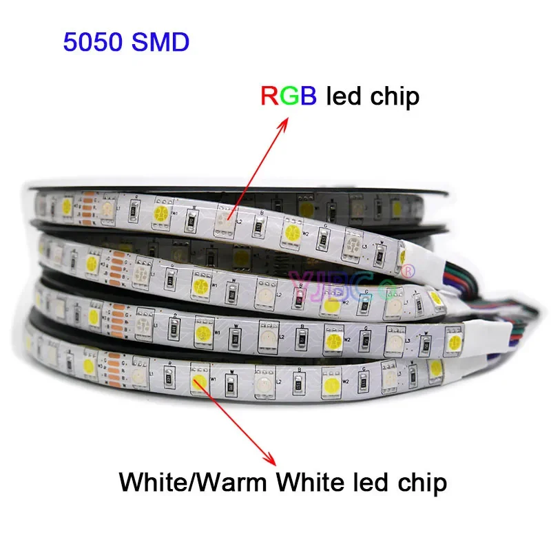 12V Dc 5M Rgb/Rgbw/Rgbww/Rgb + Cct Led Strip 60Leds/M Smd 5050 Rgb Cct Flexibele Lichtbalk Rgb + Wit/Warm Wit Lampband Ip30/Ip65