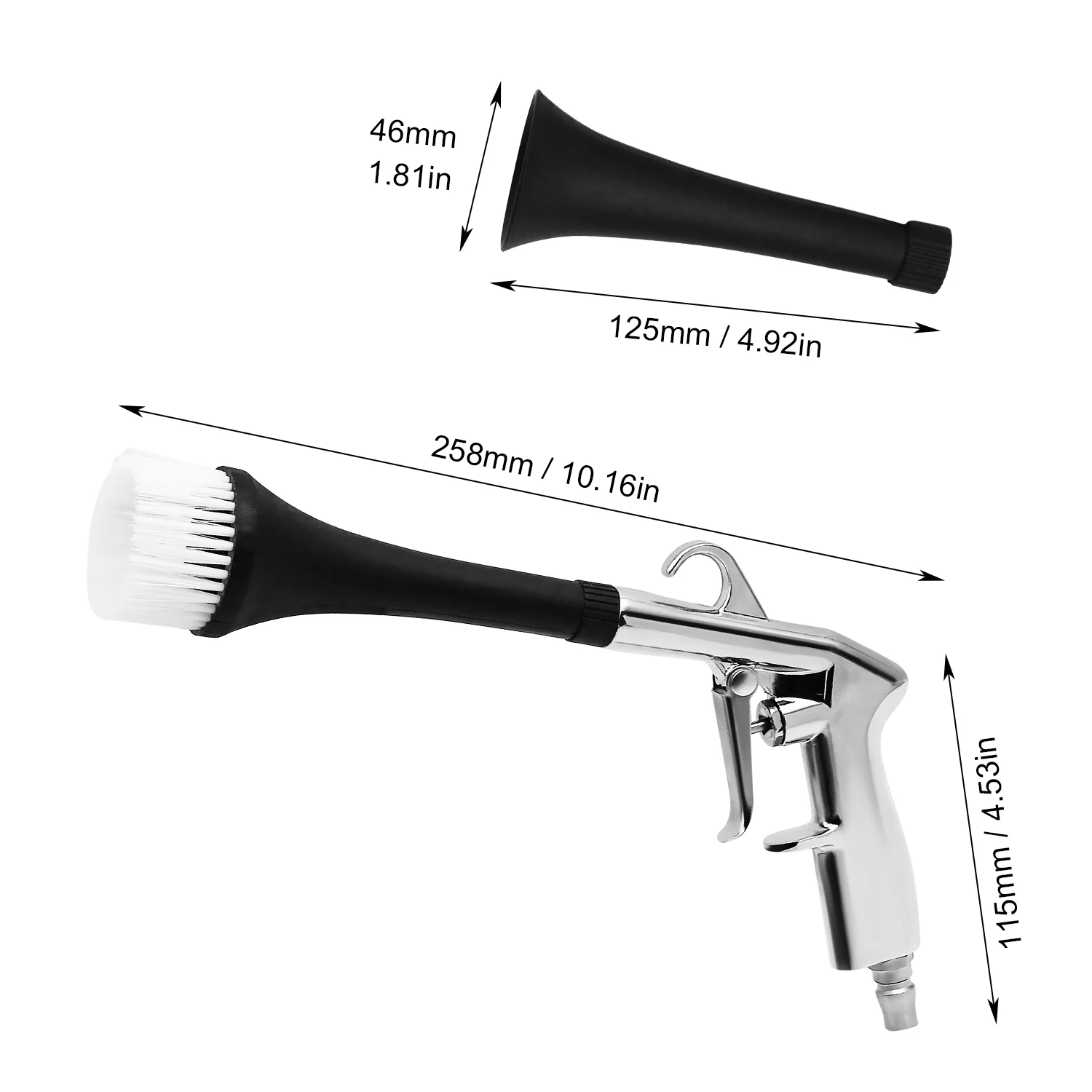 1 Stück Autopflegepistole aus Aluminiumlegierung, Hochdruck-Trockenblasen-Reinigungswerkzeug mit 1/4 Zoll, nicht aufgeladene Innensprühscheibe – Detail 5