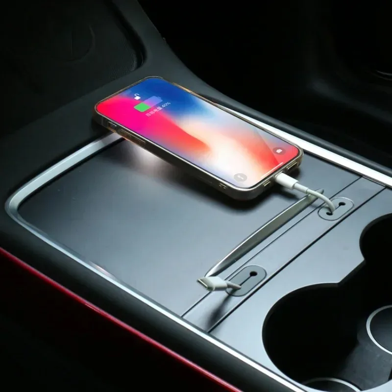 

For Tesla Model 3 Y Central Control Hub Charging Cable Hub ABS Threading Box Data Line Hole Shunt Hub Storage Bar Accessories