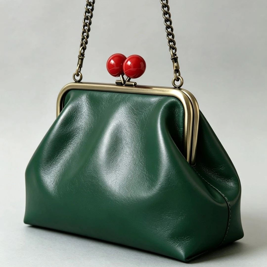 Red Big Size Kiss Ball Purse Frame with Chain Clasp Rectangle Bag Hardware Accessory Glue-In Bobble Handbag Frame Supply