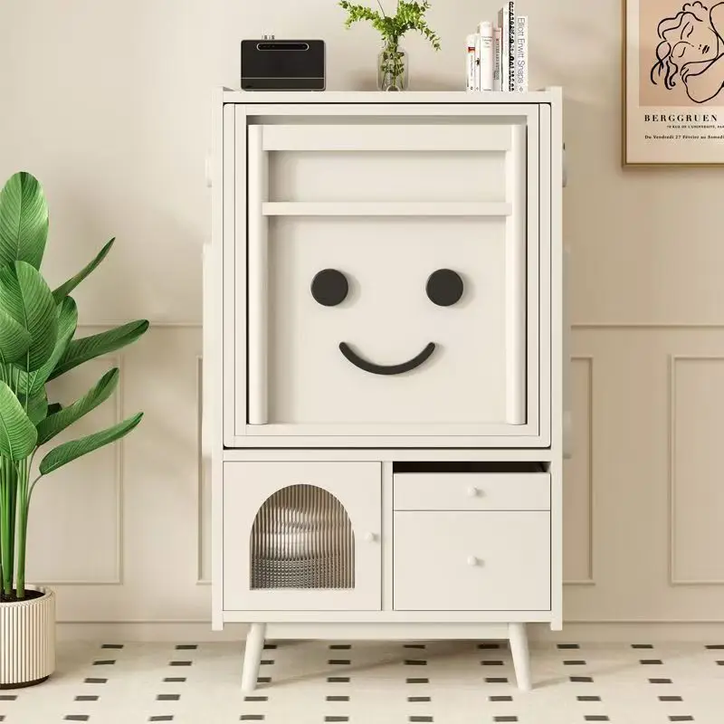 خزانة جانبية من الخشب الصلب - مخزن بوفيه نورديك مع أدراج وباب منزلق، وحدة تخزين موفرة للمساحة لغرفة الطعام والمطبخ