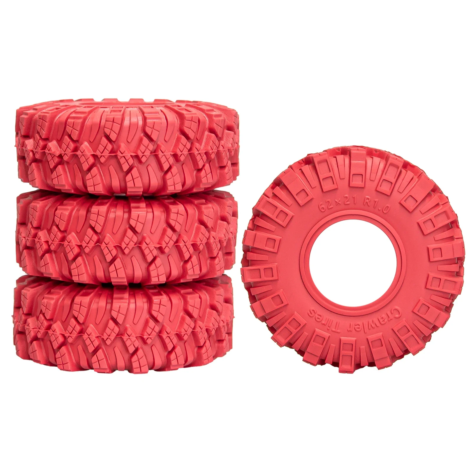 1.0 Tires Soft High Grip Colored RC All Terrain Tire 4PCS with Foam Insert for 1/18 1/24 TRX4M SCX24 FCX24 Upgrade Parts