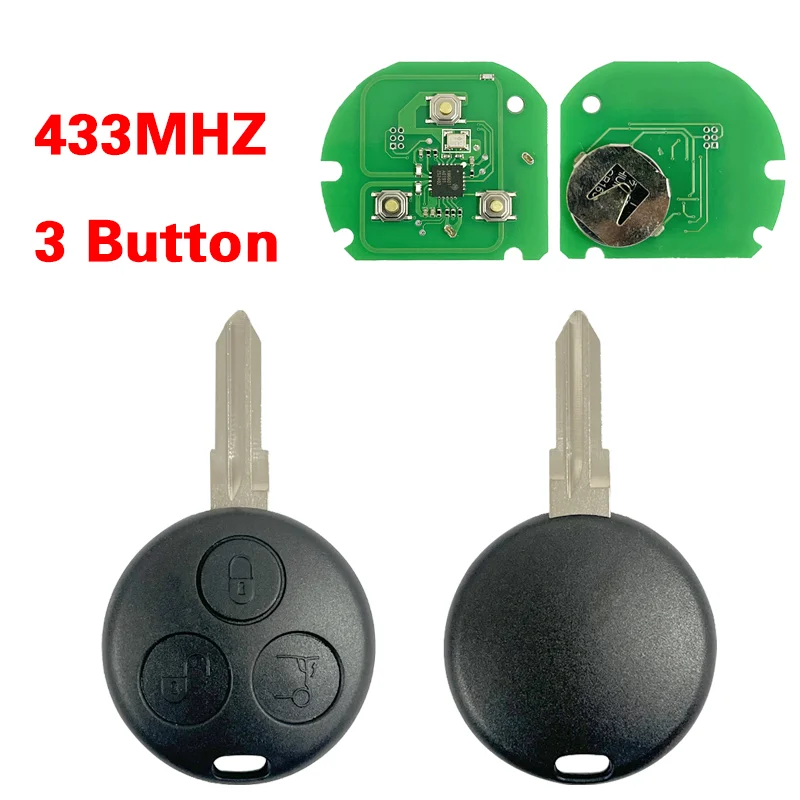 

Дистанционный брелок 433 МГц для Mercedes Benz Smart Fortwo 450 для Four Passion Roadster City Crossblade Cabrio Coupe, автомобильный дистанционный ключ