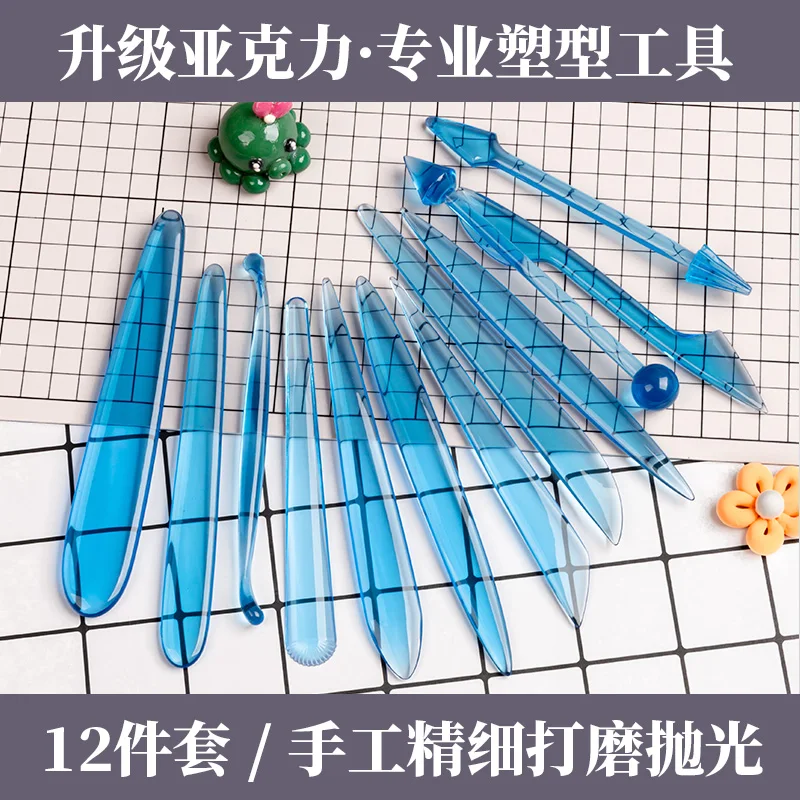 

Acrylic Transparent Dough Plastic Tools 14-piece Set, Fondant Engraving Shaping Knife, Clay Soft Pottery Mud Free Grinding and F