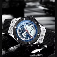 CHENXI 82442 Unique Men's Quartz Watch World Map Simulated Dial Military Waterproof Luminous Calendar Men's Watch Clock Gift