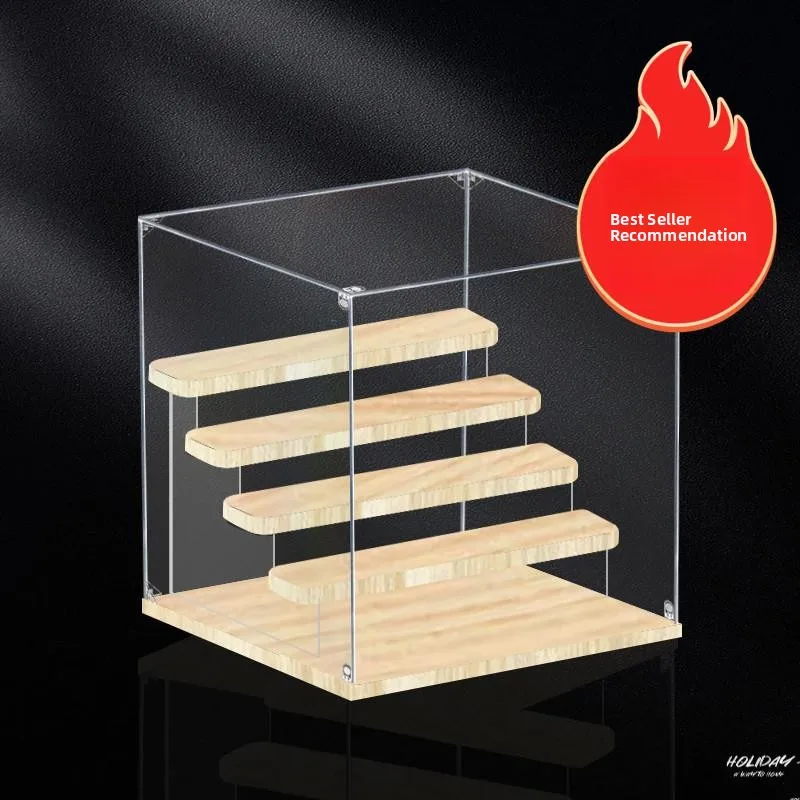 

Акриловая подставка для хранения кукол, деревянная коробка-ступенька, прозрачная витрина, домашняя организация, держатель для хранения игрушек, дисплей...