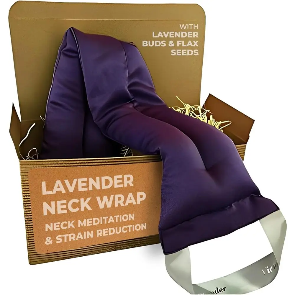 

Long Silk Neck Heating Pad with Lavender & Flax Seeds for Aromatherapy, Luxurious & Comfortable, Made in USA