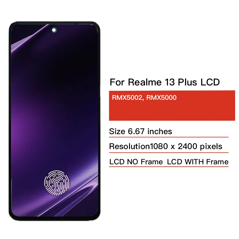 6.67\\\\\\\" Super AMOLED Wyświetlacz LCD z Ekranem Dotykowym Digitizer do Realme 13+ (RMX5002, RMX5000) - Zamiennik LCD — zdjęcie produktu 2