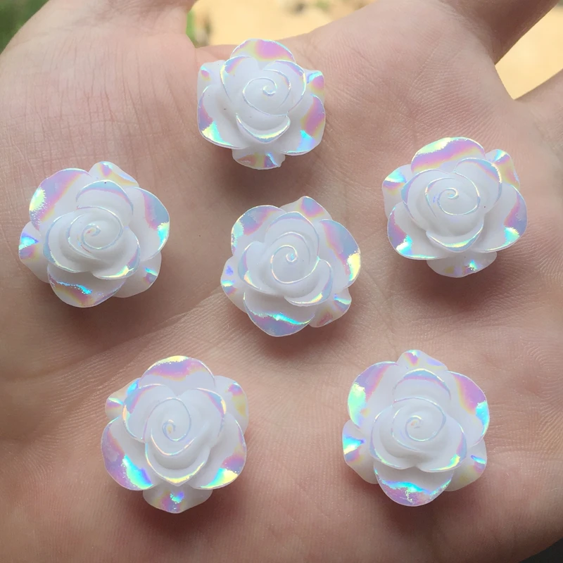 10pcs New fashion style Flower Rhinestone AB Resin Flatback 19mm handsewing gem stones crystal -E65