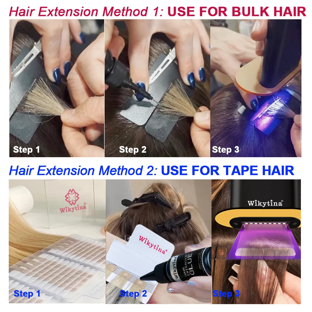 Advanced Hair Extension Kit with V Light Glue - Fast Grafting Tape In Machine, Rechargeable UV LED Lamp, Lightweight Tools for Thin Fine Hair, Waterproof Clear Bonding Glue, Easy Dissolve Removal, DIY Salon, Natural Results for Beginners & Stylists, Gift