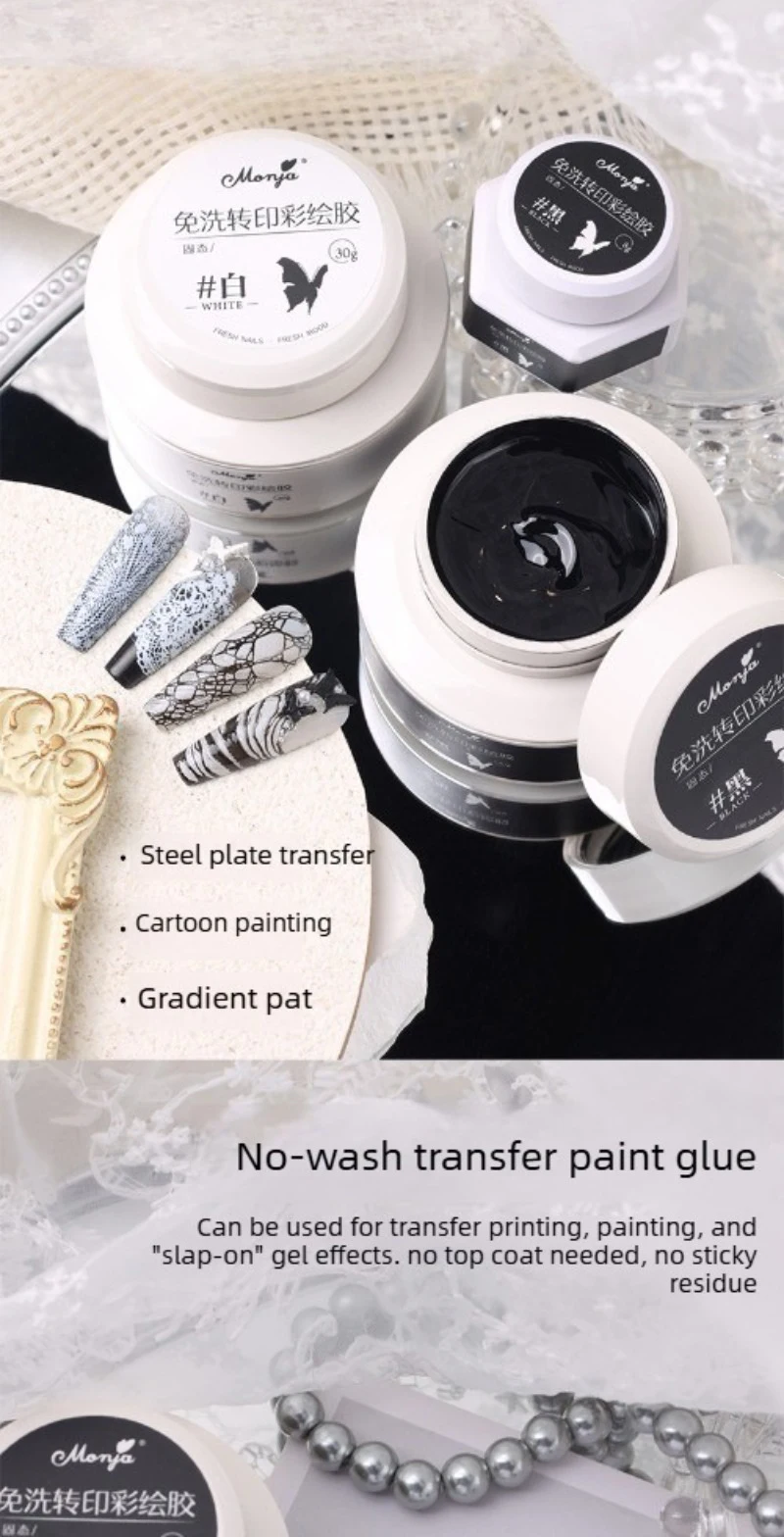 3D-Präge-Gel-Nagellack in Schwarz-Weiß für Nailart, ohne Reinigung, zum Malen, Zeichnen, Schnitzen, Gel-Reliefmuster, DIY-Maniküre – Detail 3