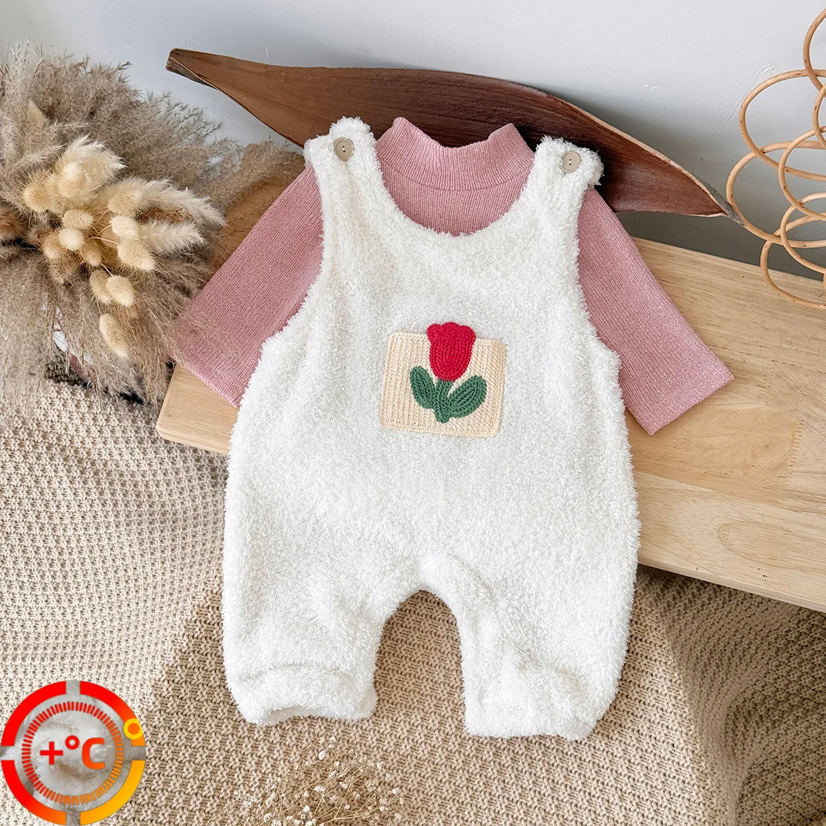 

2PCS Autumn Winter Long Sleeve Suspenders Korean Version of a Base Shirt and Long Pants Baby Set