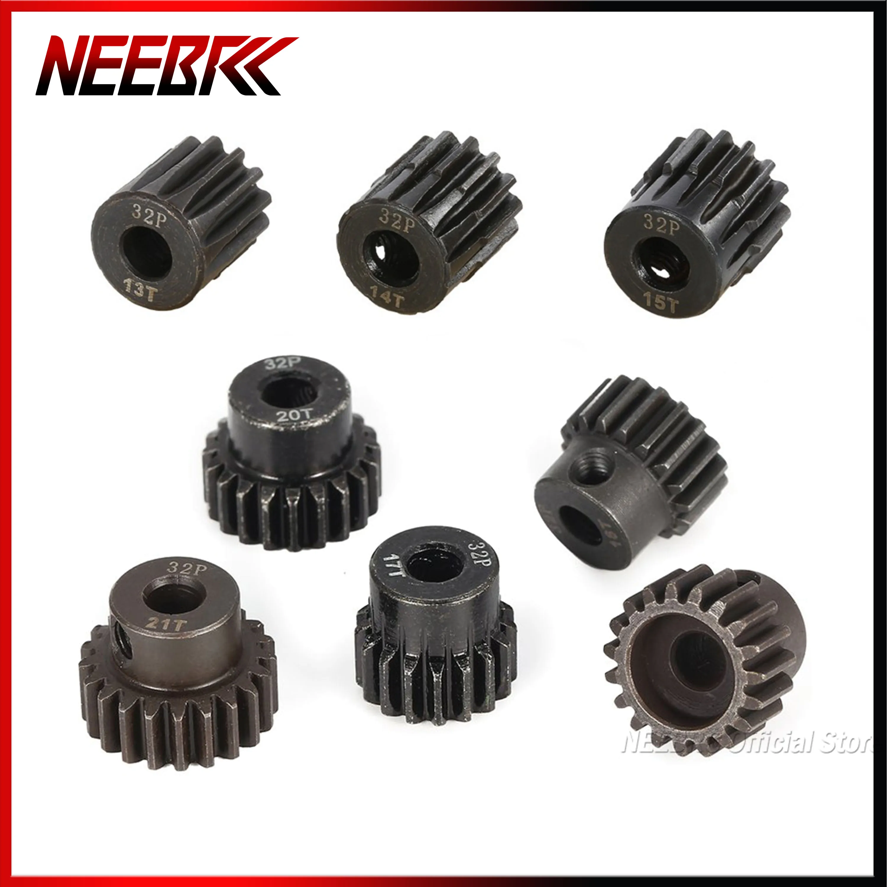 

32DP 5mm Shaft 13T 14T 15T 16T 17T 18T 19T 20T 21T Metal Pinion Motor Gear for 1/8 1/10 RC Car Wltoys HSP Brushed Brushless Toy