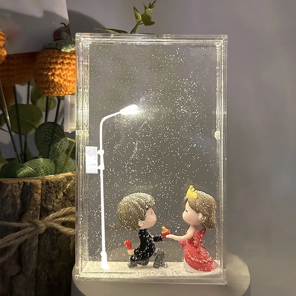 Snowy โคมไฟหิมะทิวทัศน์ Night Light ที่สมจริง Snowy Night Street โคมไฟตกแต่ง DIY โคมไฟเกล็ดหิมะสําหรับเด็กผู้ใหญ่