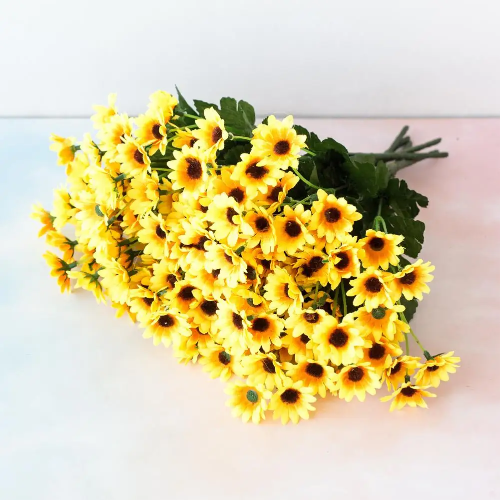 Artificial Sunflowers Bright Yellow Silk Flowers 24 Heads Artificial Sunflower Bouquet Silk Daisy Flowers Flexible for Home