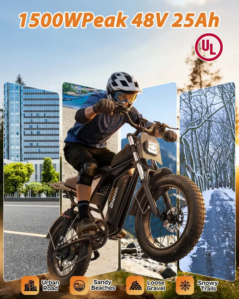 Electric Bike for Adult 1500W-2000W Peak Motor, 48V 20-25AH Removable Large Battery Up to 80 Miles Range, UL 2849 Certifi image 12
