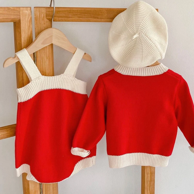 New autumn baby clothing, 0-3 year old girl baby bright red fashionable jumpsuit crawling suit