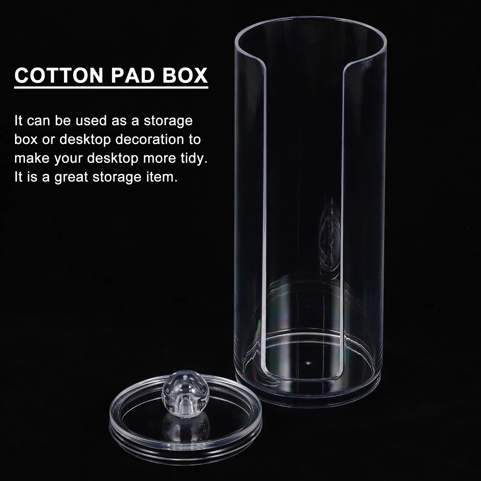 Transparent Cylindrical Cotton Storage Box for Makeup Desk Organizer Hair Ties Cotton Pads Dustproof Sealed Lid Modern