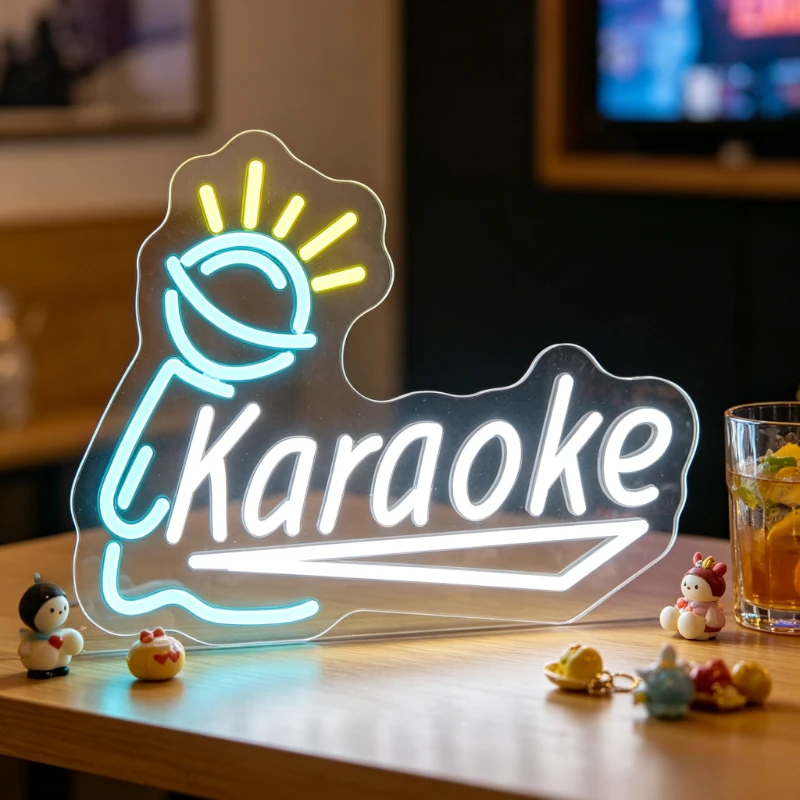 

Karaoke Neon Sign LED Microphone Music Night Light USB Rechargeable Aesthetic Desk Sign Wall Art for Home Party Bar Decor Gift