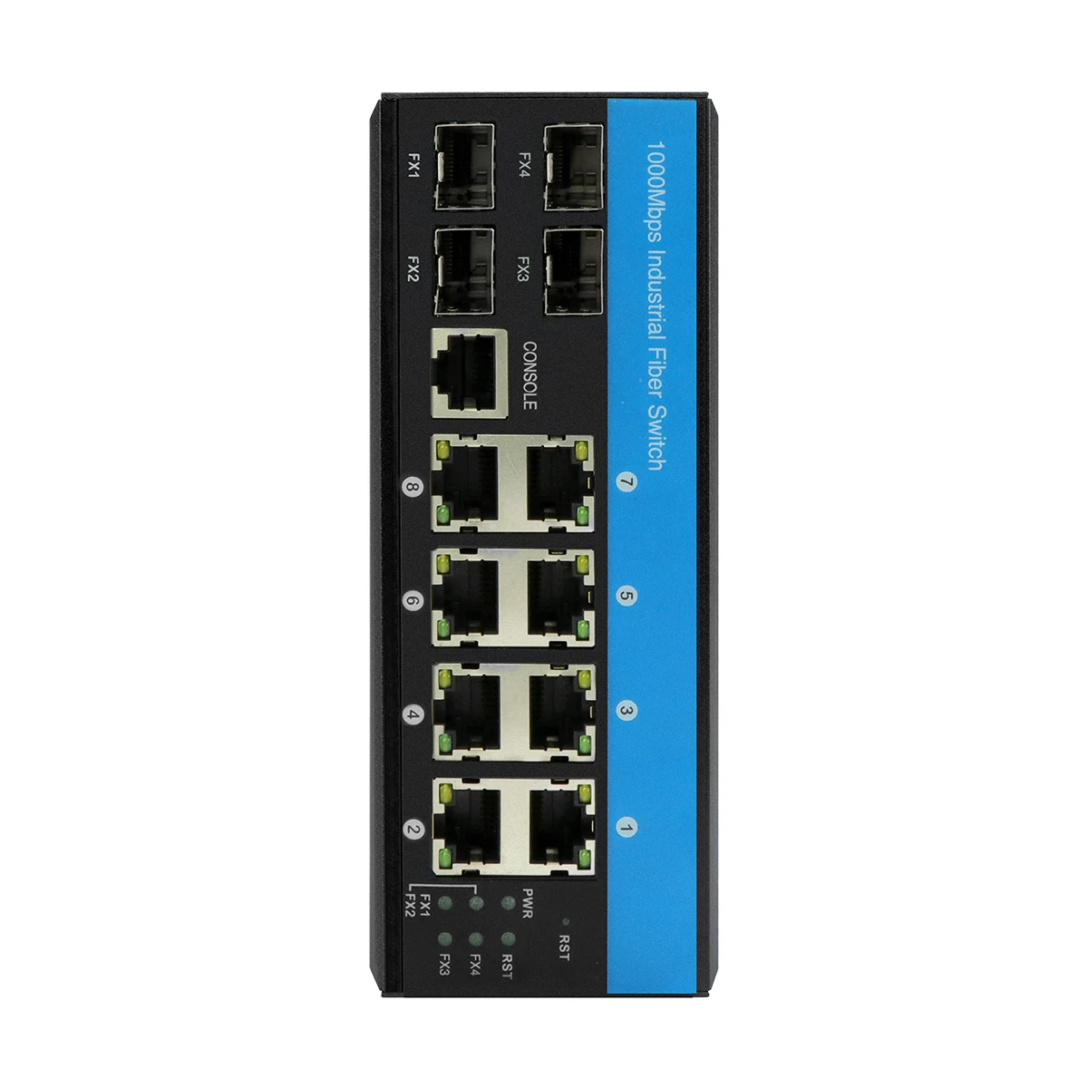Industrial Managed Gigabit Ethernet L2  Switch 8 X Gigabit Ports 4X SFP Slots DIN-Rail Mount IP40 with Vlan Qos LACP STP/RSTP
