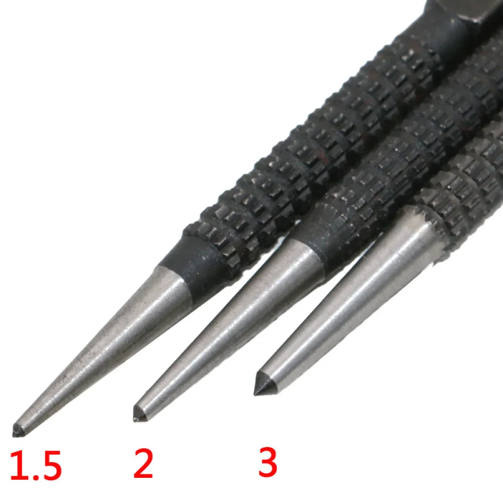 3pcs Non-slip Center Punches High-carbon Steel Center Punch Proofing Hole for Punch Tool 1.5mm 2mm 3mm