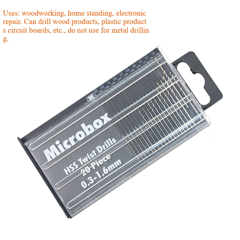 20개/대 0.3mm-1.6mm 미니 고속 강철 트위스트 드릴 비트 세트 마이크로 HSS 드릴 비트 세트 케이스 포함