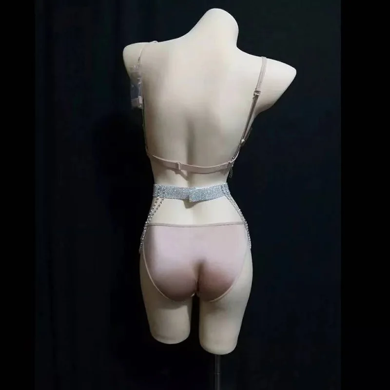 의상 무대 쇼 여름 의상 숙녀 섹시한 다이아몬드 데칼 숙녀 브래지어 세트 반짝 이는 라인 석 브래지어 Damen Kleider Abendkleid Elegant
