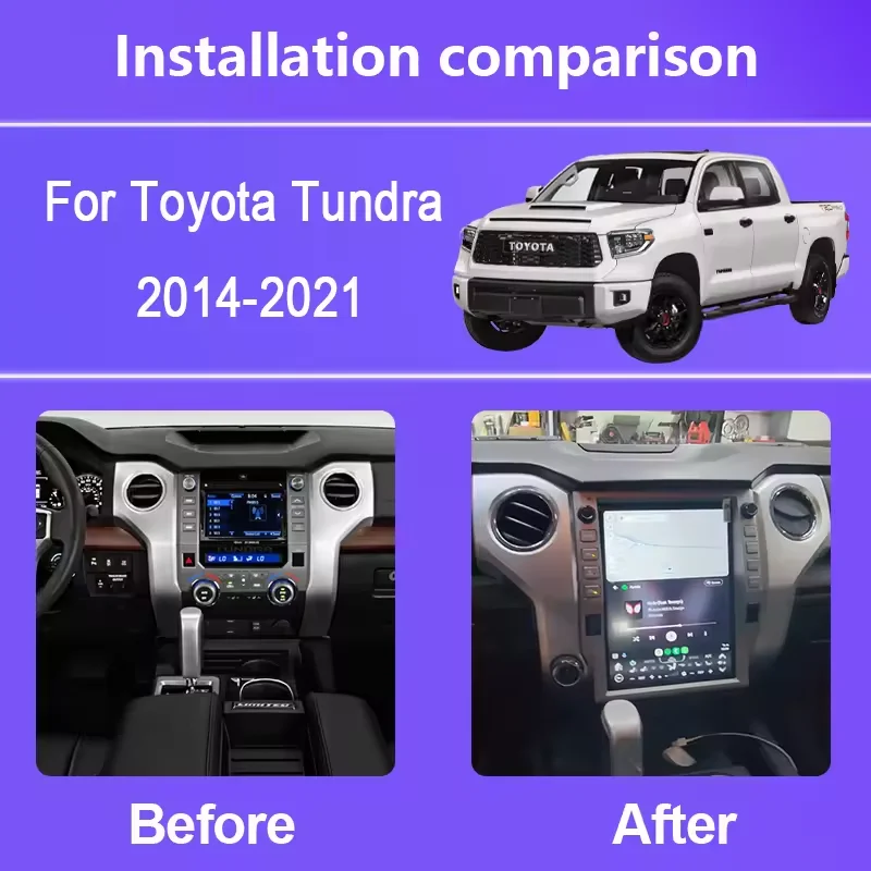 

12,1 дюйма для Toyota Tundra 2014-2021, вертикальный Android-экран, GPS, мультимедийный видеоплеер, автомобильное радио, Carplay, аудио, авто стерео