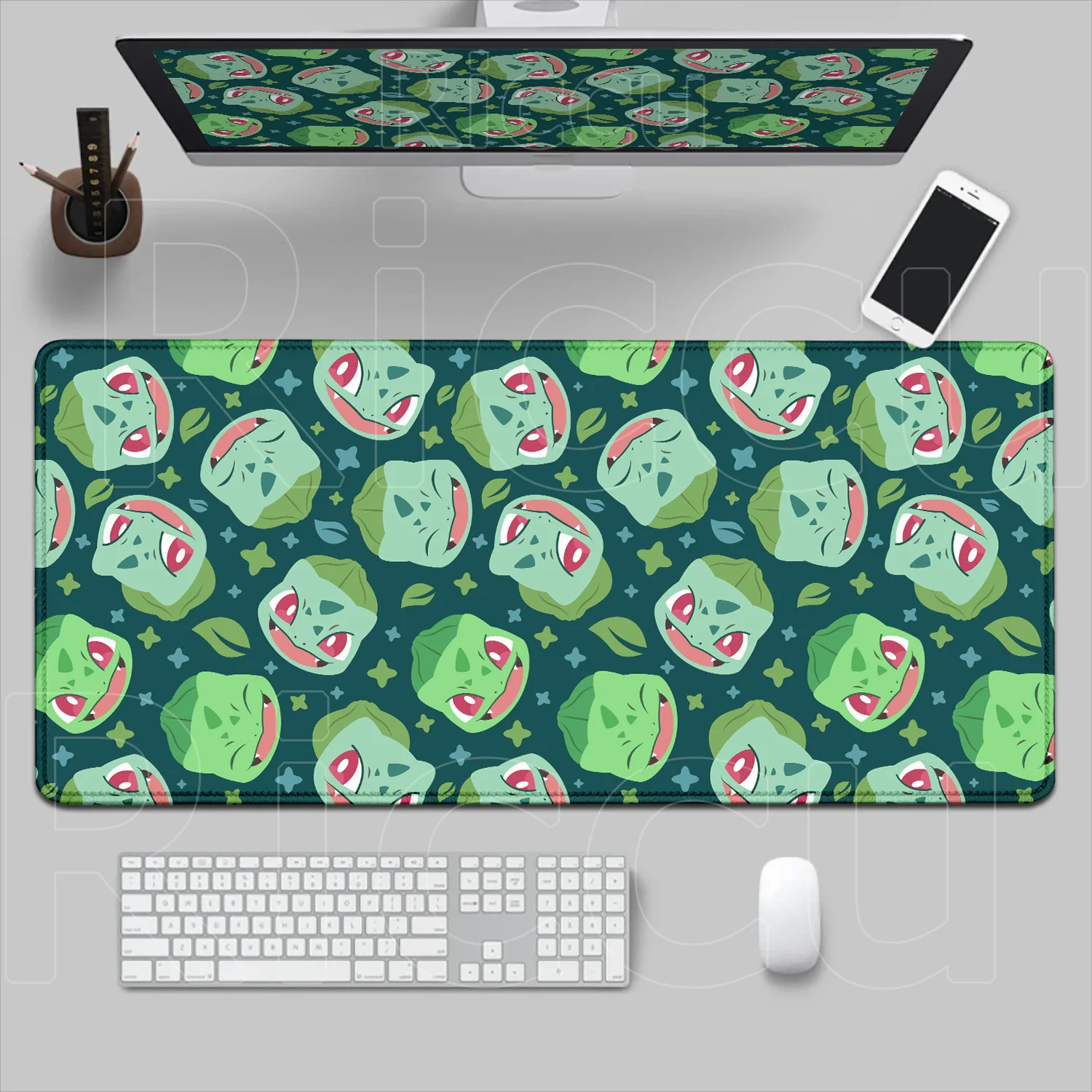 P-Pokemon Bulbasaur Mauspad, Gummi-Mauspad, großes Anime-Gaming-Zubehör, Pad, Kawaii-Teppich, Schrank, Tastatur, Büro, Schreibtischunterlage