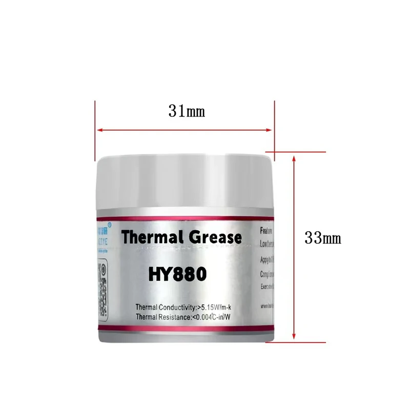 HY880 Nano High Thermal Conductivity Silicone Resin CPU Half Can Scraper Heat Dissipation Paste 5.15W