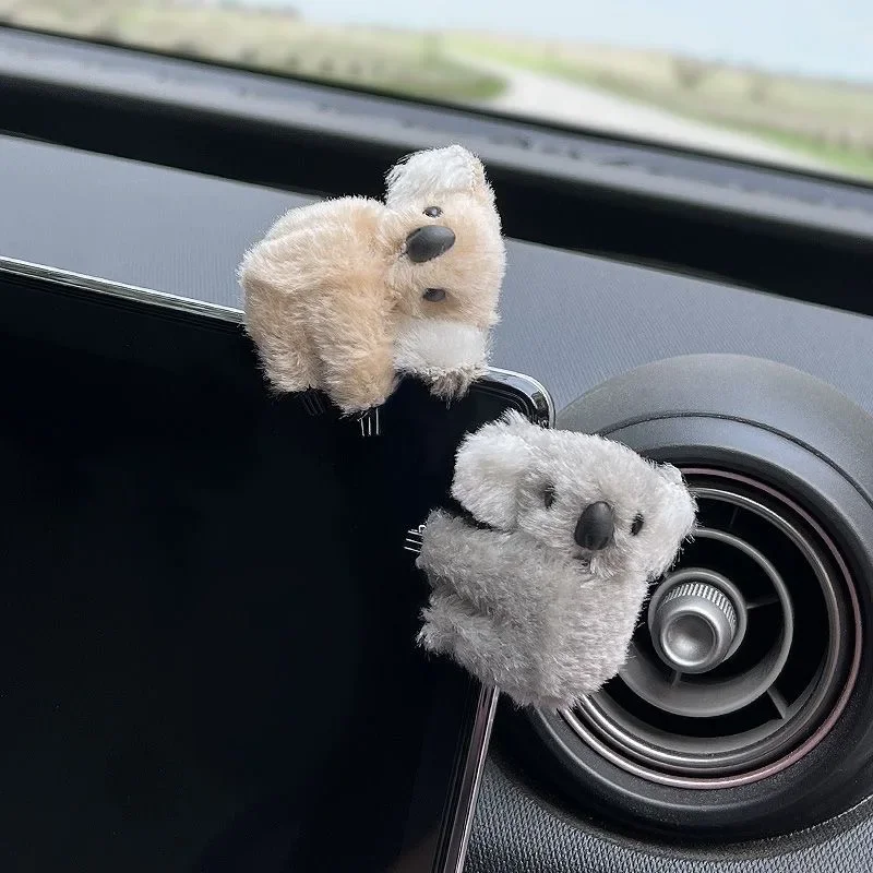 Motorcycle Plush Cute Koala Car Interior Decoration Auto Rearview Mirror Control Screen Decoration Sun Visor Card Clip Gift image 6