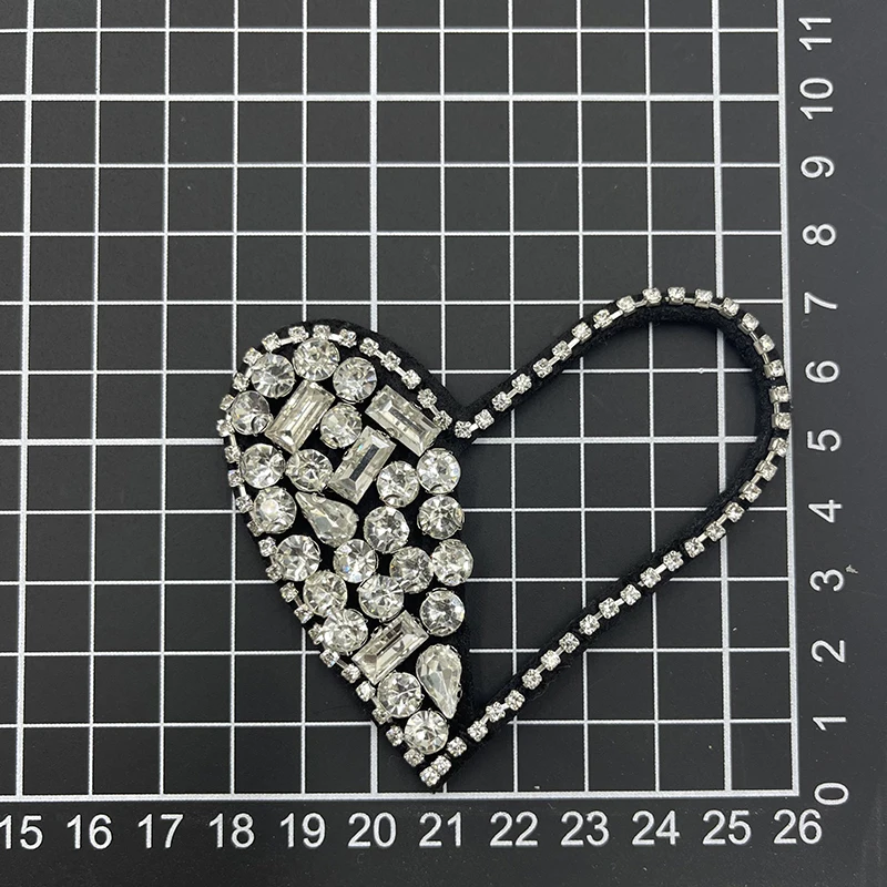 1 Piece Fashion Eyes Heart Shape Rhinestone Beaded Patches for Clothes Sew On Patch Badge Applique Embroidered Patches