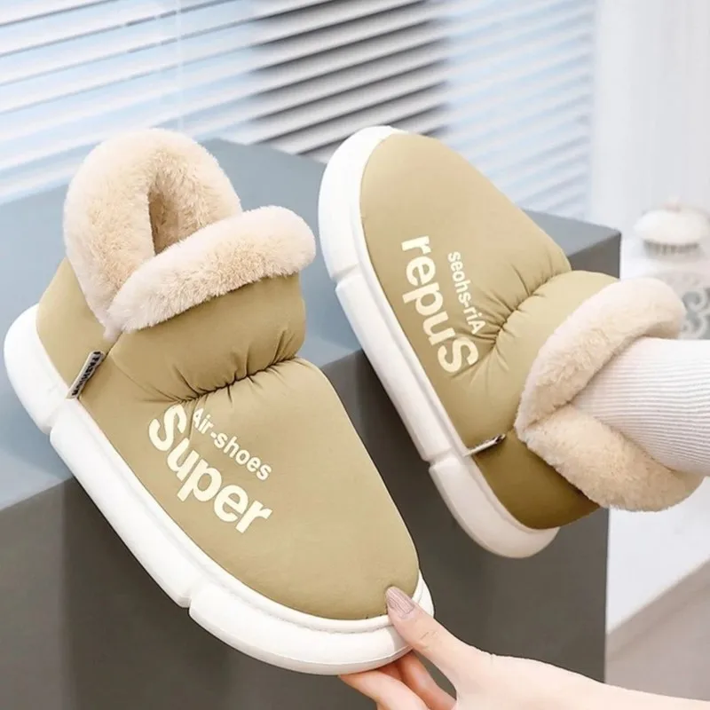 Snow Boots Women Non Slip Waterproof Winter Thick Platform Slippers For Women Fur Warm Ankle Boots Cotton Shoes Botas De Mujer