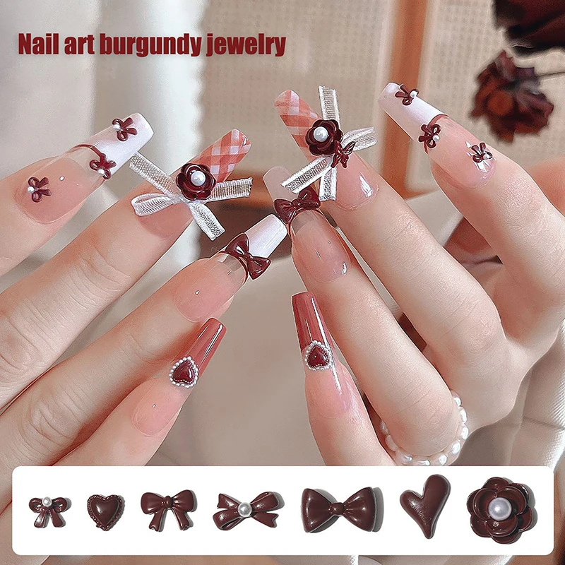 2 szt. Wstążka kokardka perła ozdoby do paznokci Charms 3D żywica Bowknot Nail Art dżetów dekoracje DIY części do Manicure akcesoria