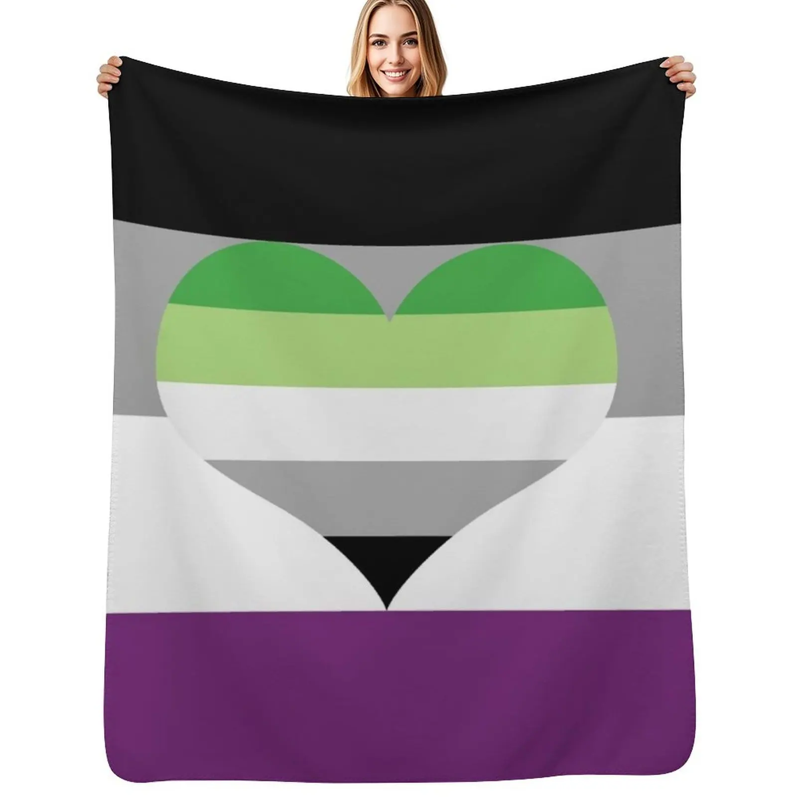 Asexual Aromantic Pride Flag Throw Blanket Plaid for sofa Flannel Fabric Beach Comforter for babies Blankets